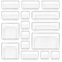 Load image into Gallery viewer, 16 PCS Clear Drawer Organizer Tray Desk Drawer Dividers with 5 Sizes