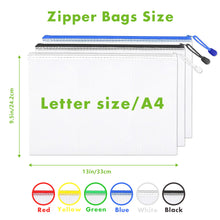 Load image into Gallery viewer, 24pcs Mesh Zipper Pouch Waterproof Zipper Bags A4 Size