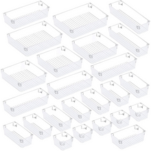 Load image into Gallery viewer, 24Pcs Desk Drawer Organizer Set 5-size Versatile Vanity and Desk Drawer Storage Bins