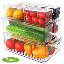 Load image into Gallery viewer, 7 Pcs Refrigerator Organizer Bins Set with Lids Stackable
