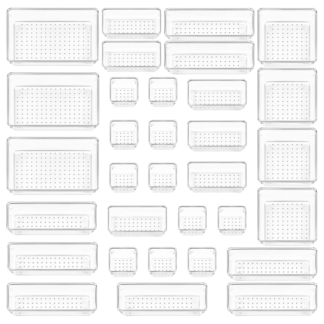 32 Pcs Drawer Organizer Clear Desk Drawer Dividers