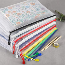 Load image into Gallery viewer, 24pcs Mesh Zipper Pouch Waterproof Zipper Bags A4 Size
